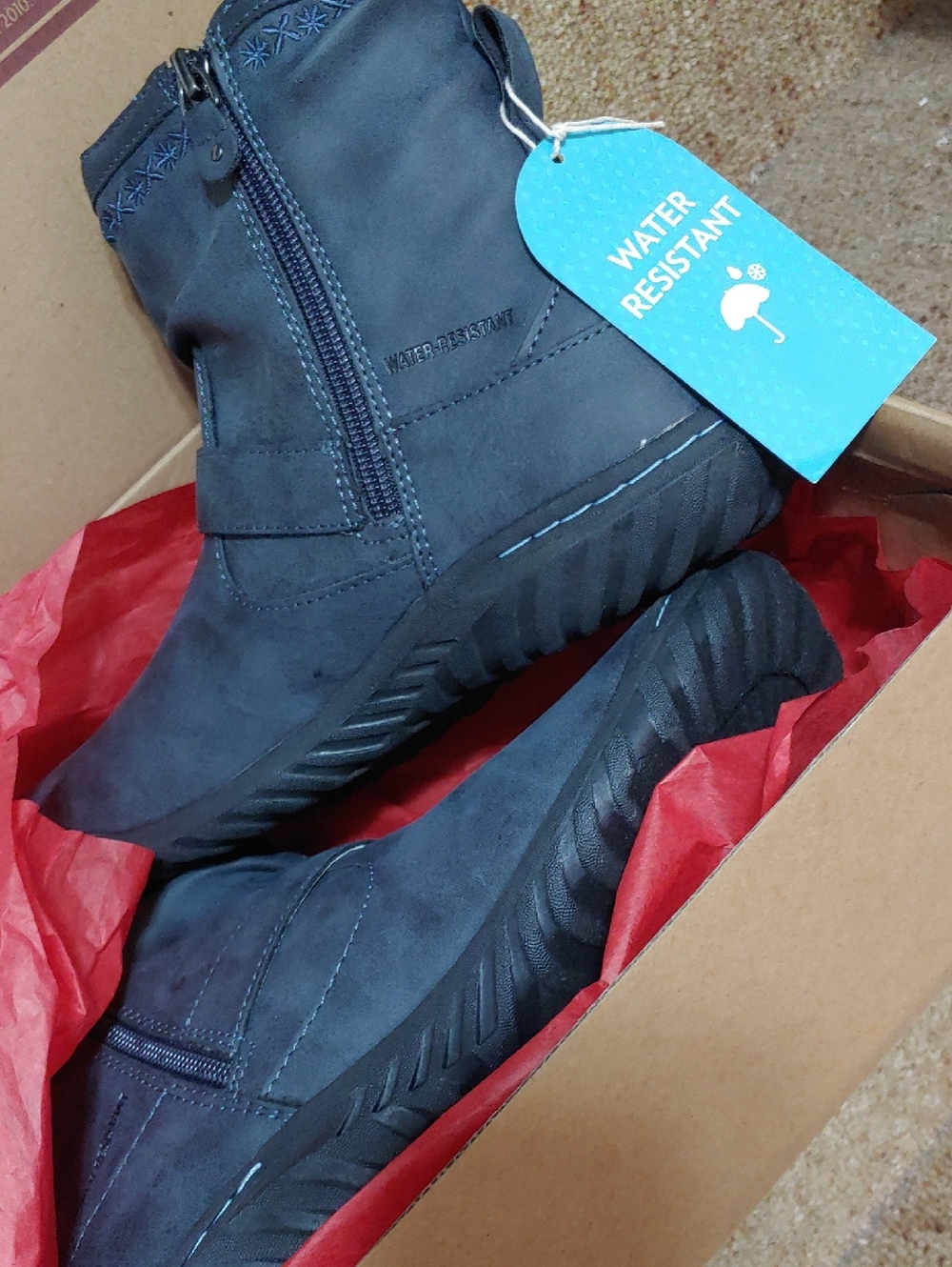 JBU Navy Water-Resistant Ankle Boots